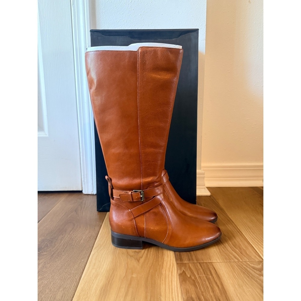 Naturalizer Rena‎ Cider Leather Wide Calf Knee High Riding Boots H7783L2203 10